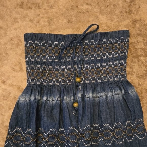 Blue Strapless Maxi Dress/ Skirt Size Small - Picture 4 of 8